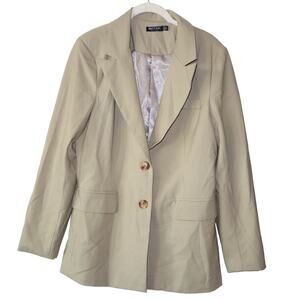 Women's Nasty Gal Tan Two Button Oversized Blazer - Size 6